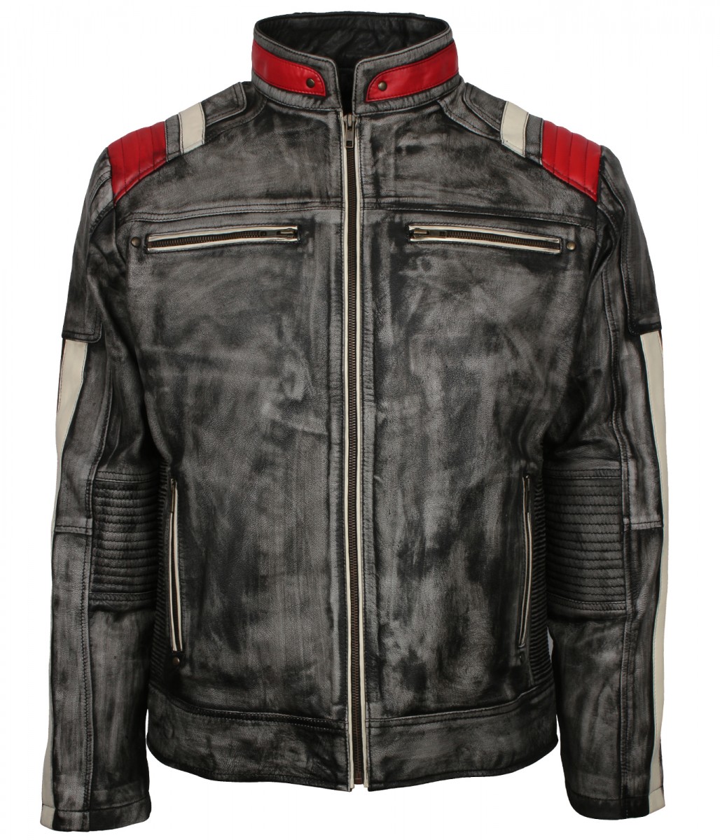 Retro Distressed Vintage Grey Leather Jacket - Stinson Leathers