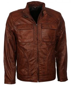 Mens Fashion Waxed Brown Real Leather Jacket