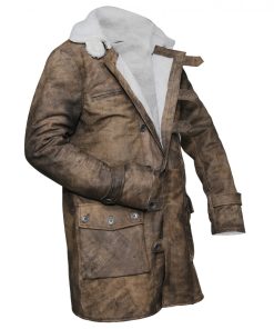 Men's Distressed Fur Brown Bane Leather Coat