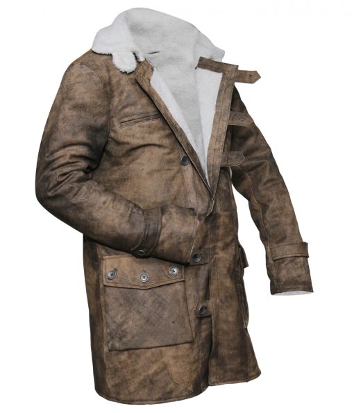 Men's Distressed Fur Brown Bane Leather Coat