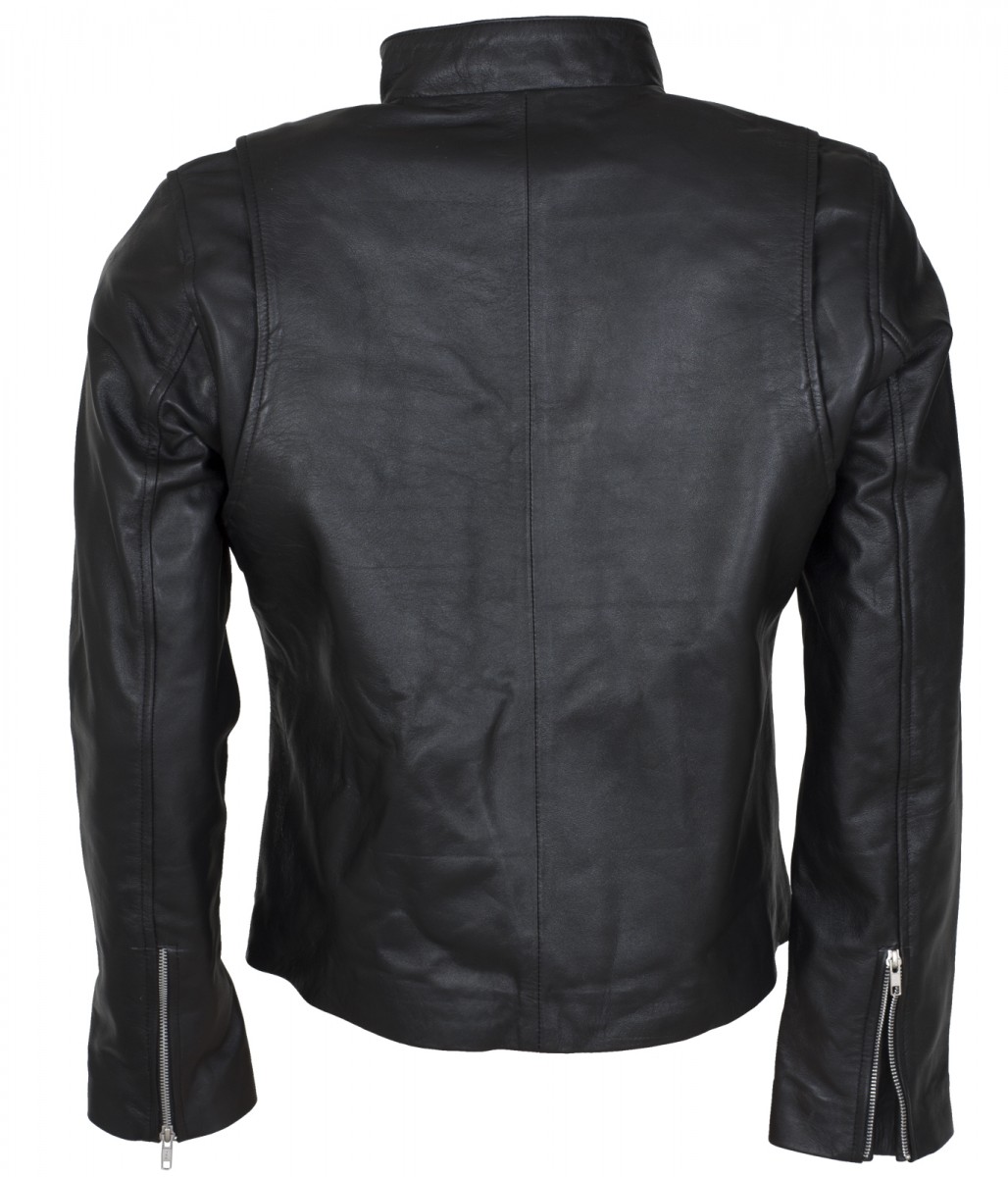 Mens Black Genuine Leather Moto Leather Jacket - Stinson Leathers