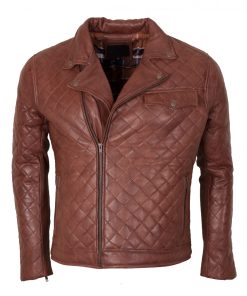 Diamond Brown Mans Leather Jacket