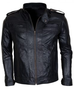 Aj Styles Mens Hooded Leather Jacket Sale USA