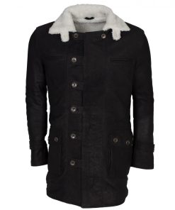 Bane Fur Lined Black Leather Coat