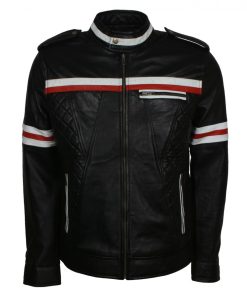 Black Diamond Quilted Mens Leather Jacket