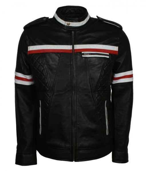 Black Diamond Quilted Mens Leather Jacket