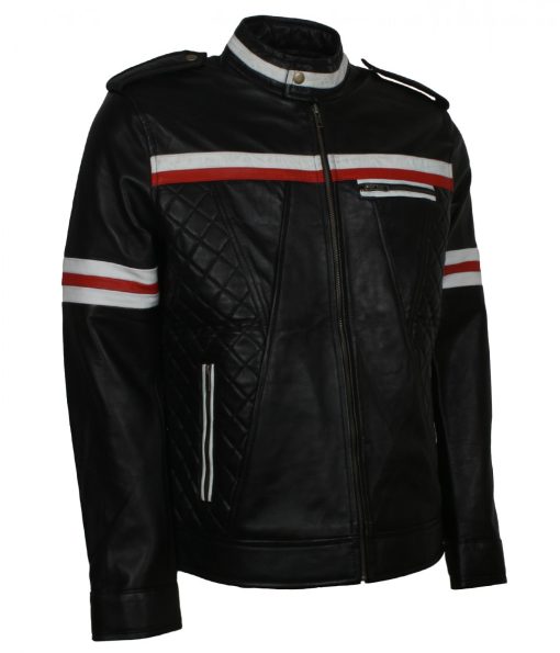 Black Diamond Quilted Mens Leather Jacket