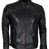 Black Padded Man Fashion Biker Leather Jacket