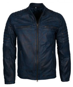 Blue-Men-Vintage-Cafe-Racer-Genuine-Leather-Jacket