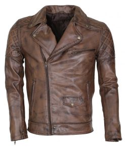 Brando Mens Vintage Dark Brown Real Leather Jacket