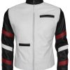 Bruce Lee Mens White Fashion Leather Jacket