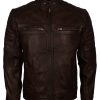Cafe Racer Dark Brown Biker Leather Jacket