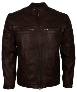 Cafe Racer Dark Brown Biker Leather Jacket