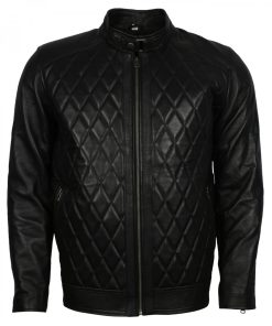 David Beckham Diamond Black Leather Jacket
