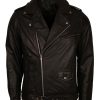 Elvis Presley Black Brando Style Biker Leather Jacket