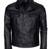 Elvis Presley Mens Black Leather Jacket