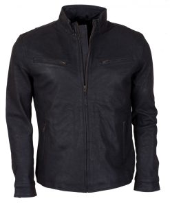 Fashion Black Man Genuine Leather Jacket