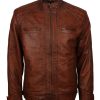 Man Diamond Quilted Leather Jacket
