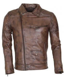Brando Mens Vintage Dark Brown Real Leather Jacket