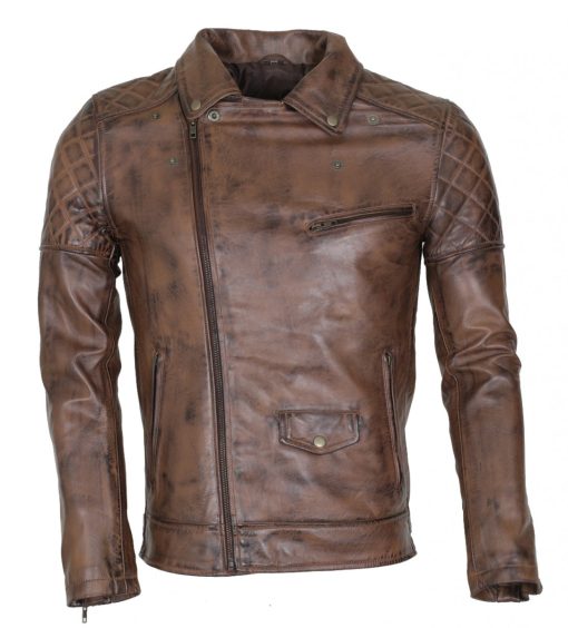 Brando Mens Vintage Dark Brown Real Leather Jacket