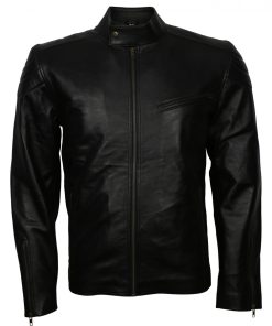 Mens Black Casual Fashion Leather Jacket