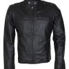 Mens Black Genuine Leather Moto Leather Jacket