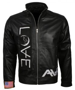 Mens-Black-Love-Leather-Jacket