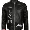Men's Black Love Leather Jacket