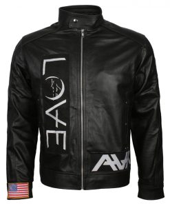 Men's Black Love Leather Jacket