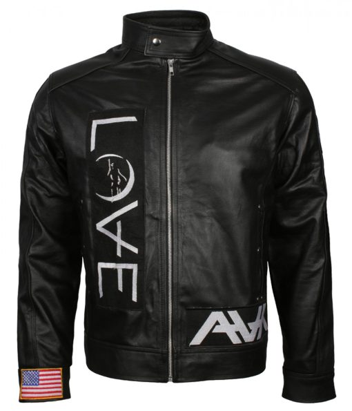 Men's Black Love Leather Jacket