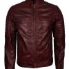 Maroon Cafe Racer Man Vintage Leather Jacket