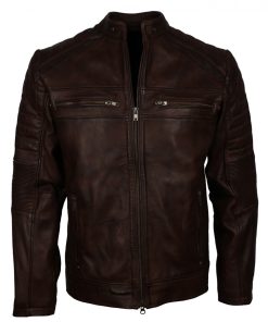 Cafe Racer Dark Brown Biker Leather Jacket