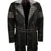 Fallout Mens Distressed Grey Leather Coat