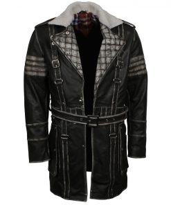 Fallout Mens Distressed Grey Leather Coat
