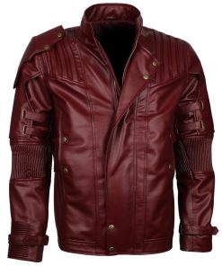 Mens Star Lord Maroon Faux Leather Jacket