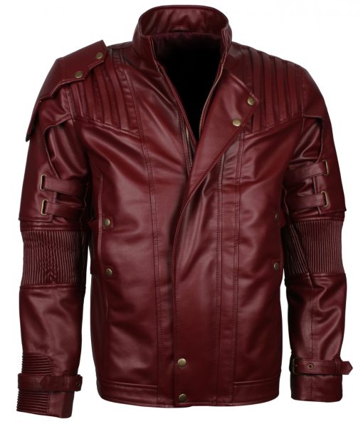 Mens Star Lord Maroon Faux Leather Jacket