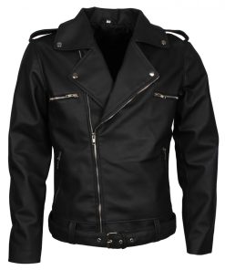 Negan Man Black Biker Leather Jacket