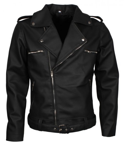 Negan Man Black Biker Leather Jacket