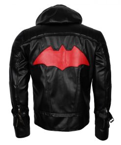 Redhood Bat Black Man Faux Leather Jacket