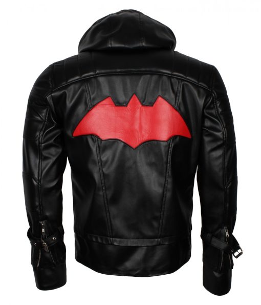 Redhood Bat Black Man Faux Leather Jacket