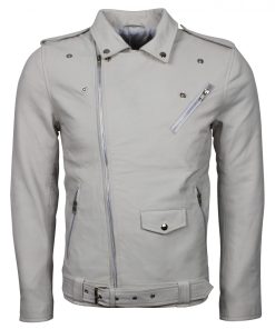 White Brando Biker Leather Jacket