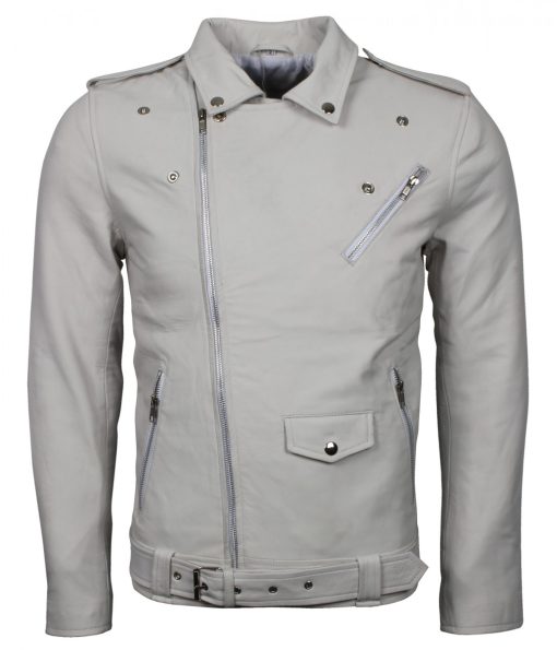 White Brando Biker Leather Jacket