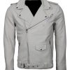 White Brando Biker Leather Jacket