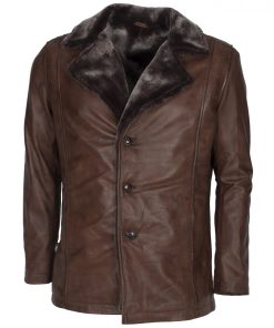 Wolverine Men's Brown Fur Leather Coat