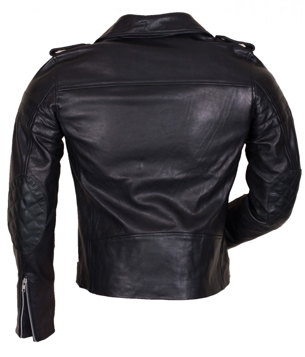 Smart Range Men's Brando Biker Jacket – Black Real Hide Leather – Eagle Embossed Side Laced