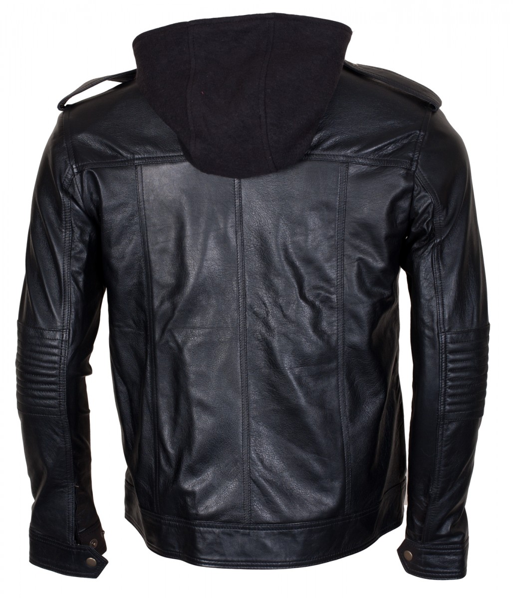 Aj Styles Mens Hooded Leather Jacket - Best Mens Leather Jackets Sale