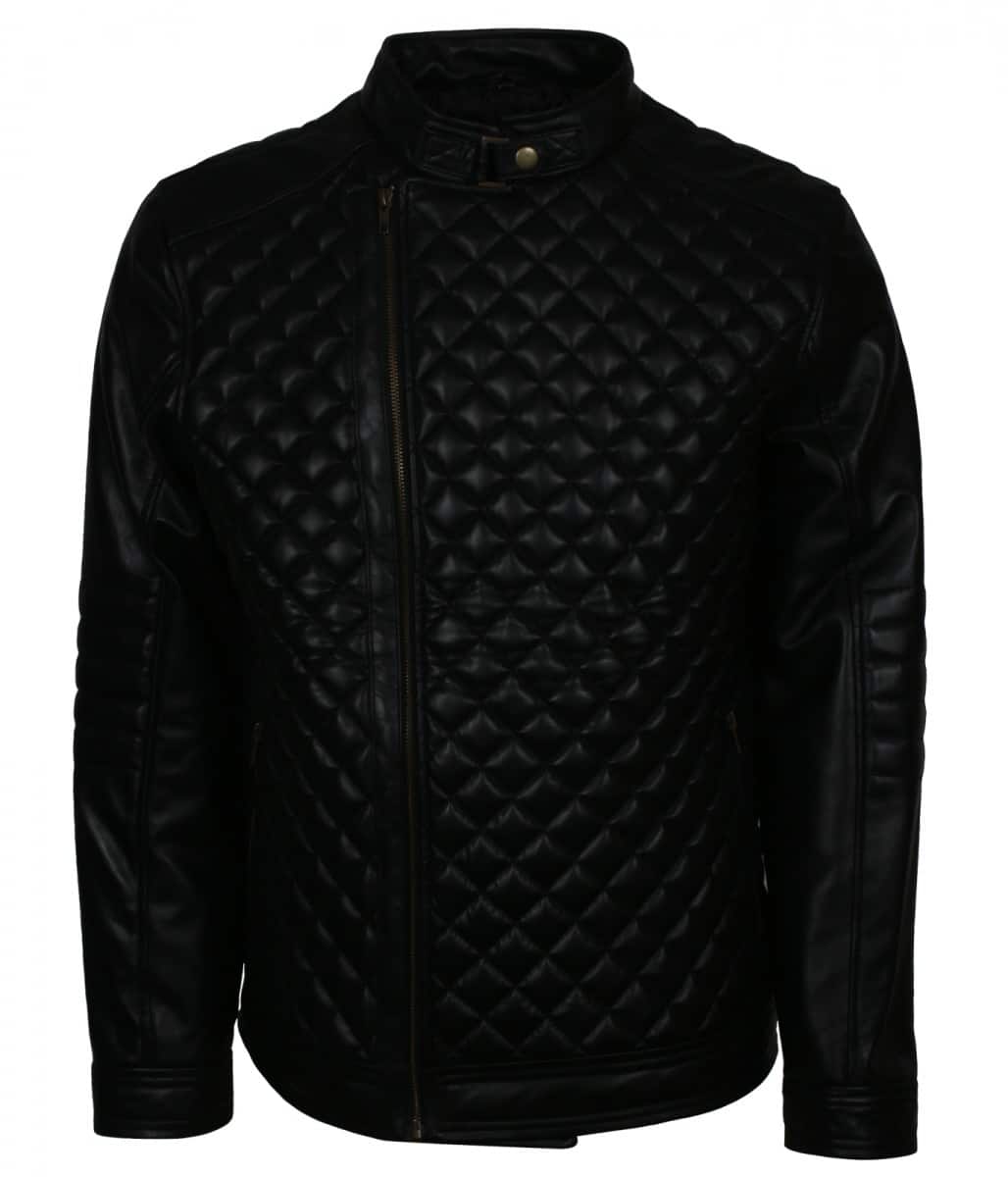 Quilted Jacket Mens Black Diamond Real Leather - Stinson Leathers