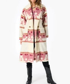 Kelly Reilly Yellowstone Beth Dutton Printed Pink Coat