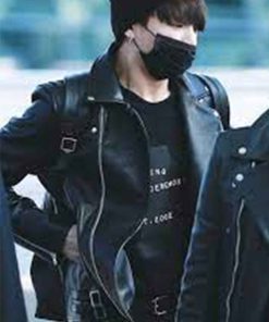 bts leather jacket black