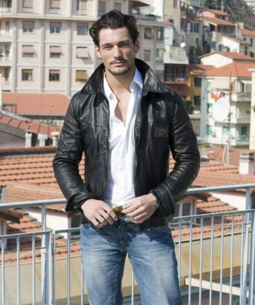 david gandy black trucker jacket